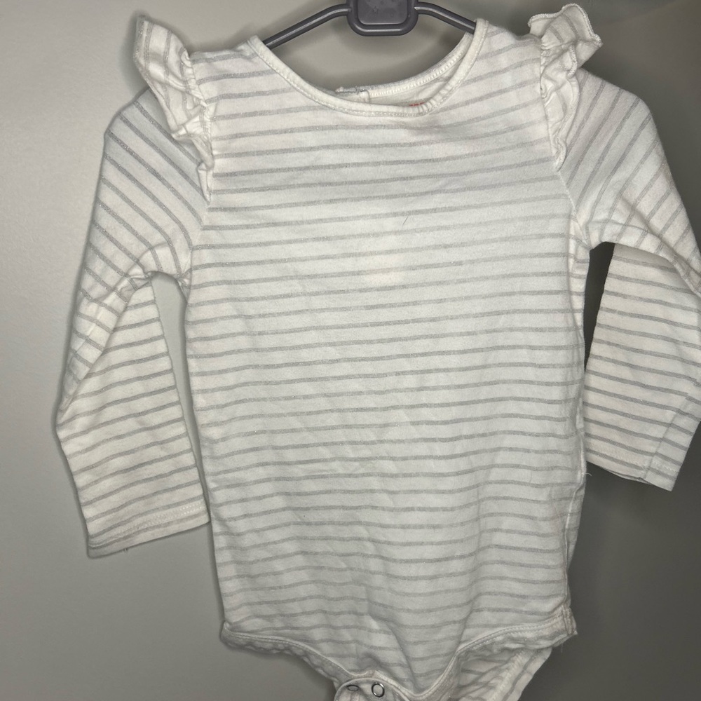 6 For $10 Joe Fresh 12-18 Months Striped White and Gray Kids One Piece